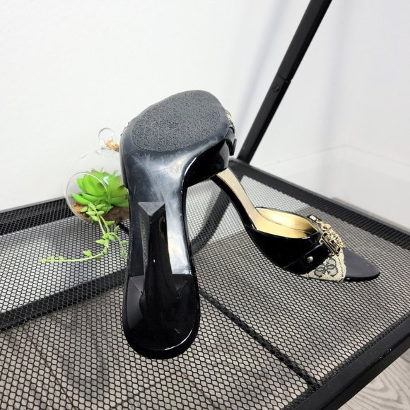 Guess By Marciano Gwadeline Black & Gold Sandals - Picture 8 of 10